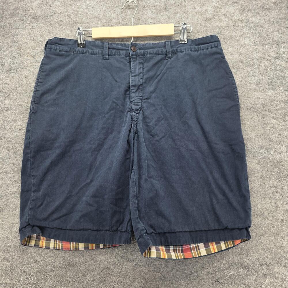 Polo Ralph Lauren Reversible Shorts Mens 38 Navy Blue Plaid Cotton Casual Preppy